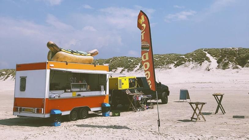 Hot dog stand on a beach in Denmark