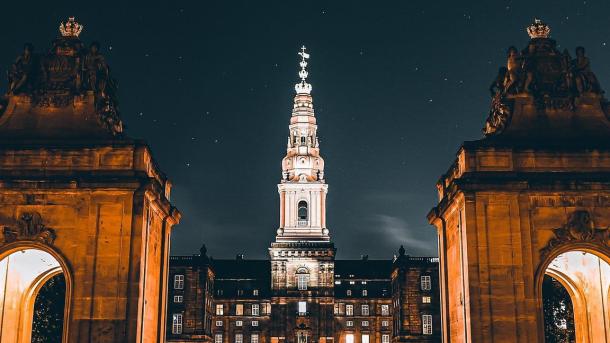 Christiansborg Palace by night 