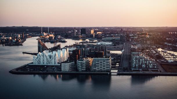 Aarhus docklands seen from above