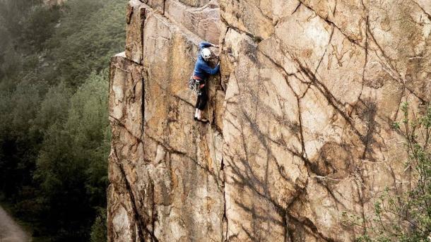 Rock climbing at Hammershus on Bornholm