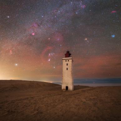 Night sky over Rubjerg Knude lighthouse, North Jutland