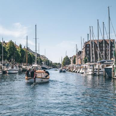 Friends Sailing in Copenhagen Channel Summer 