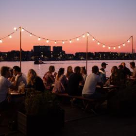 Summer evening at Reffen street food market in Copenhagen