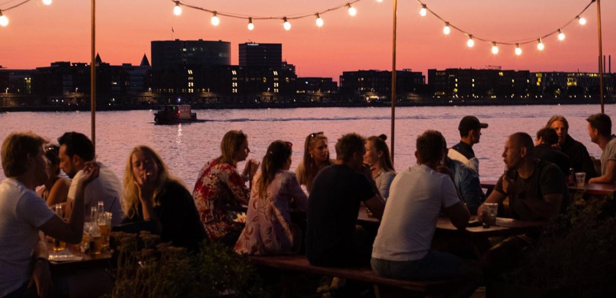 Summer evening at Reffen street food market in Copenhagen