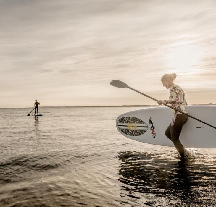 Two people standup paddling in Klitmøller, North Jutland