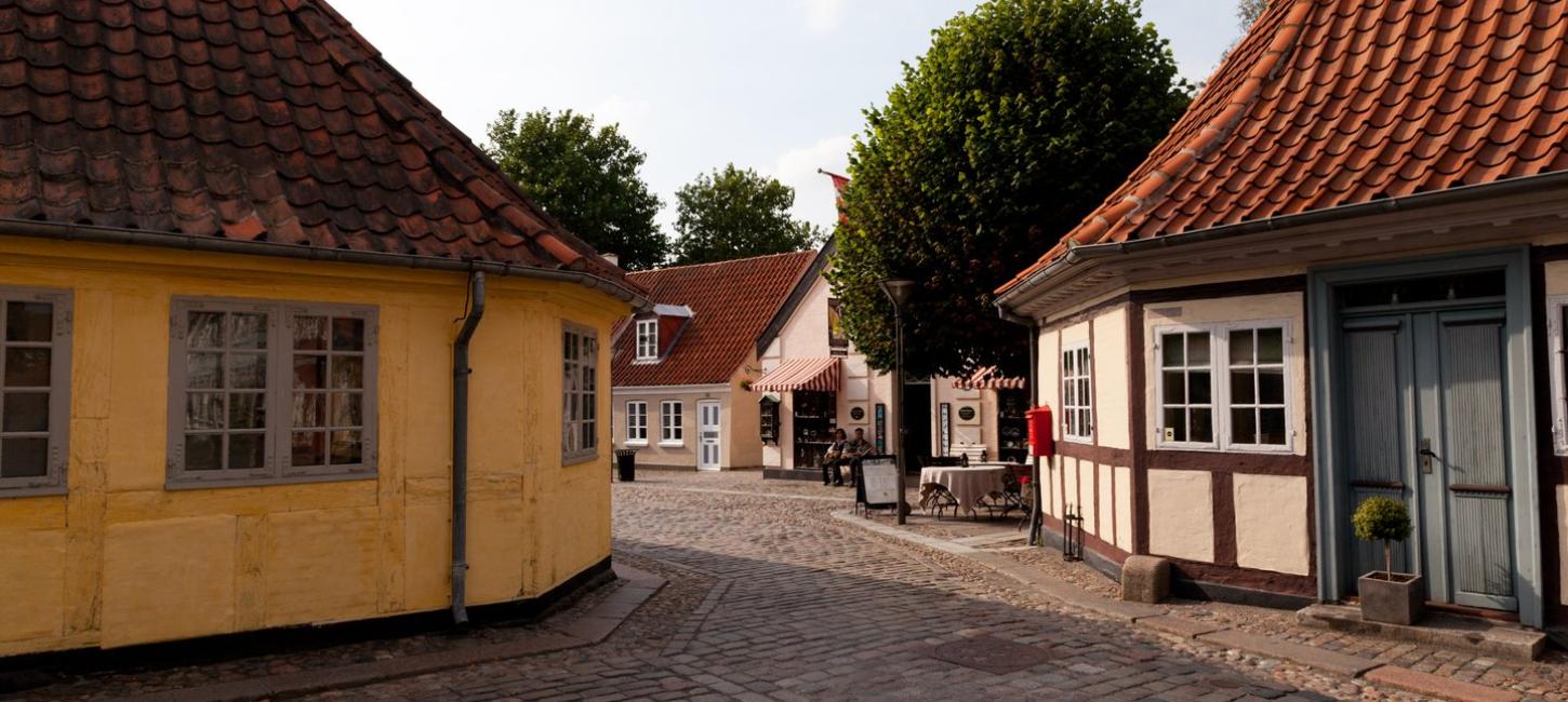 Little street in Odense, Fyn. 