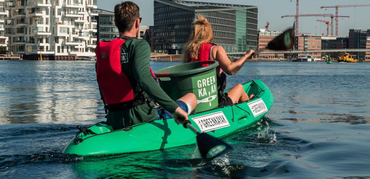 Two people on the Green Kayak