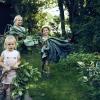 Children harvesting greens in North Jutland, Denmark