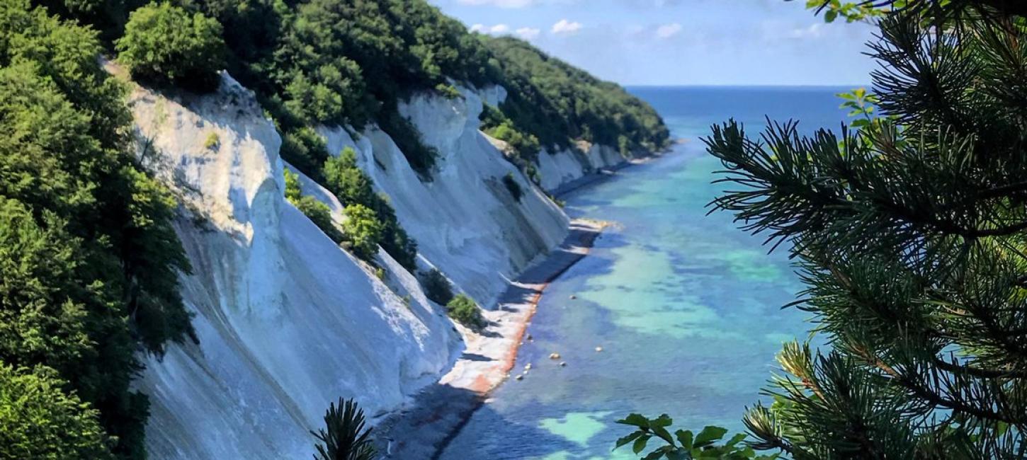 The white cliffs of Møn are located south of Copenhagen