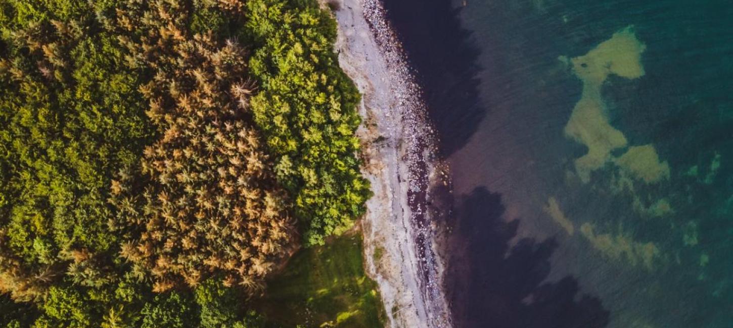 Aerial view of Hesnæs on Nykøbing Falster, Denmark