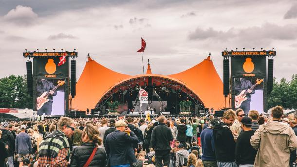 The iconic main stage, Orange Scene, at Roskilde Festival