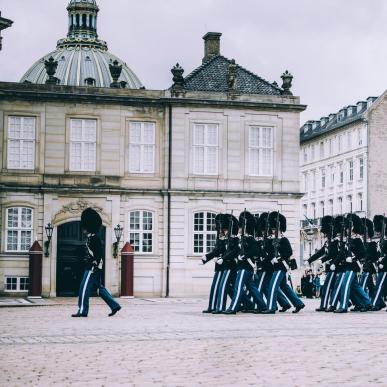 Changing of The Royal Guard at Amalienborg Palace in Copenhagen, 