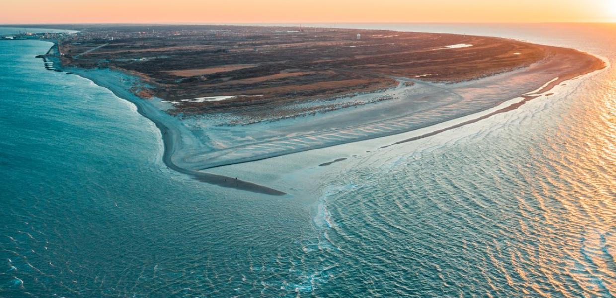 Drone photo of Grenen in Skagen, North Jutland