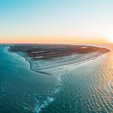 Drone photo of Grenen in Skagen, North Jutland