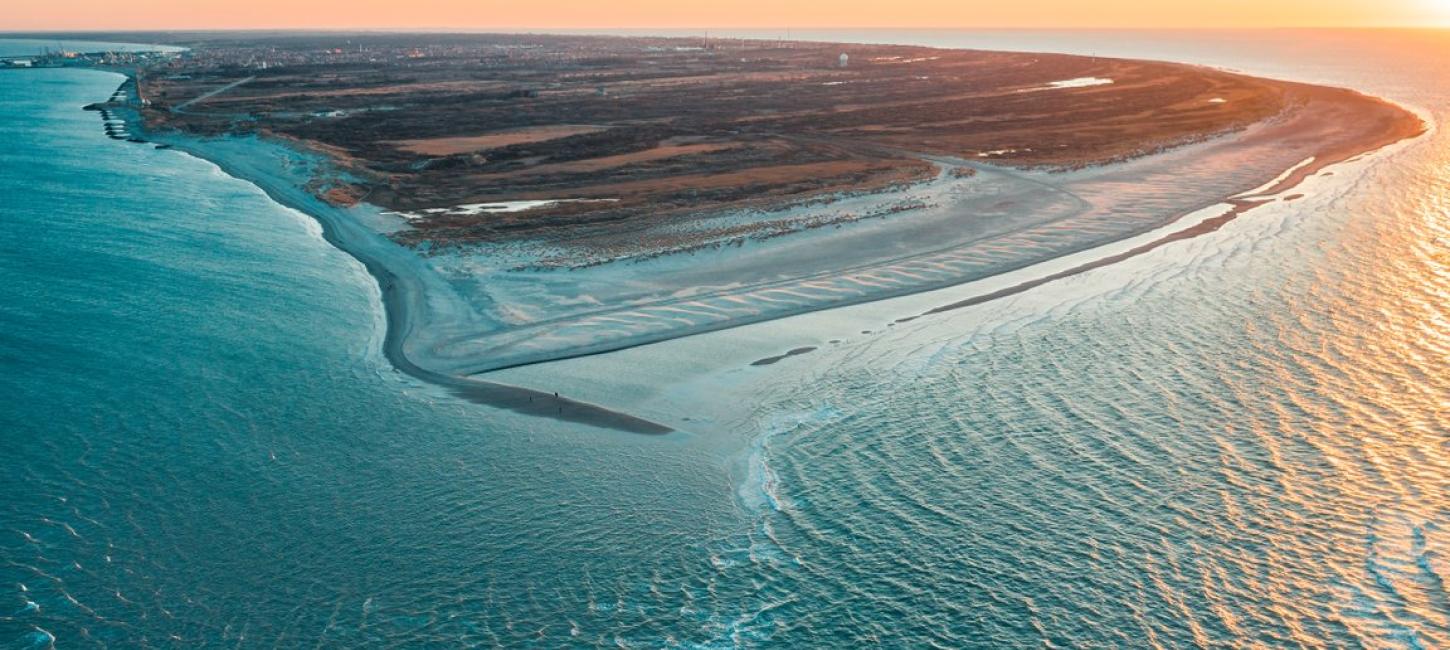 Drone photo of Grenen in Skagen, North Jutland