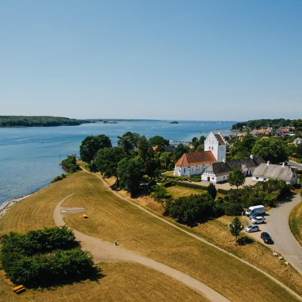 Luftaufnahme der Stadt Svenborg im Süden von Fünen, Dänemark