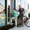 Family with bike in the train, Thisted